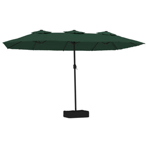 Patio Umbrellas Double Head Parasol With Leds Green 449X245 Cm