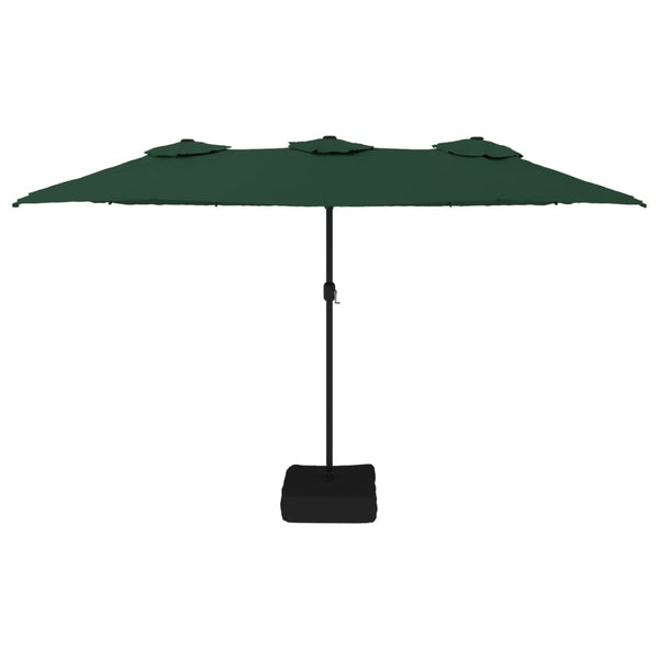 Patio Umbrellas Double Head Parasol With Leds Green 449X245 Cm