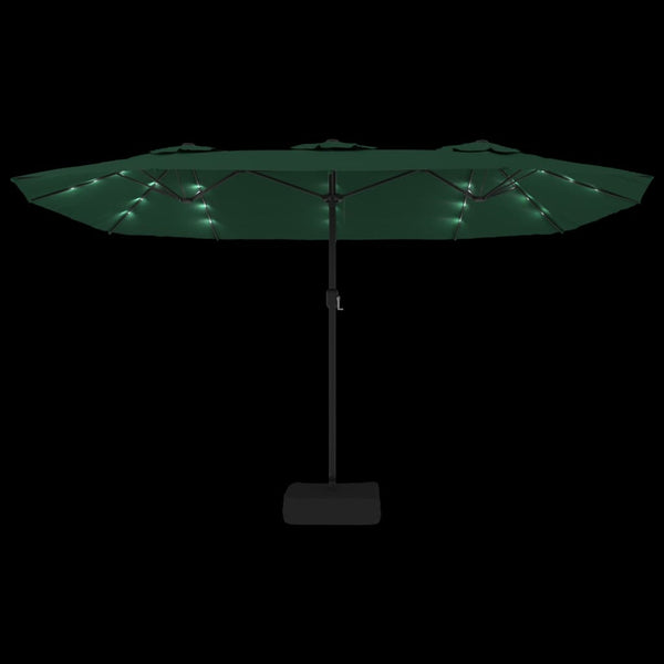 Patio Umbrellas Double Head Parasol With Leds Green 449X245 Cm