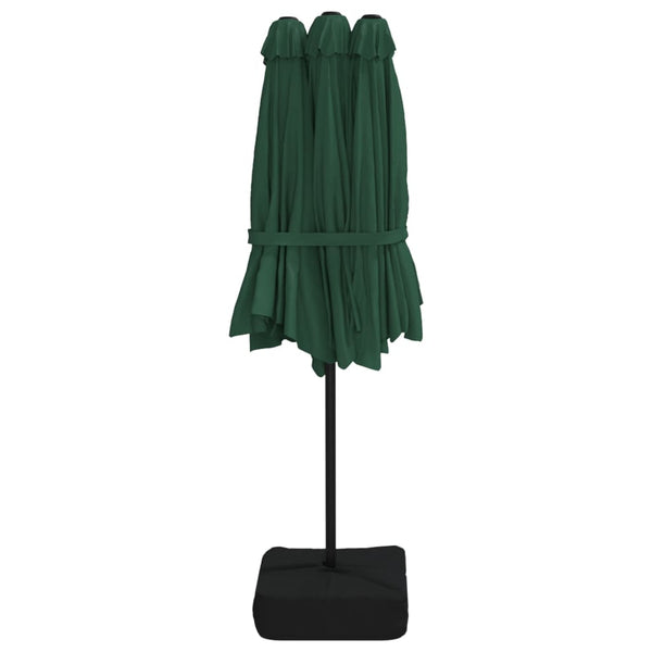 Patio Umbrellas Double Head Parasol With Leds Green 449X245 Cm