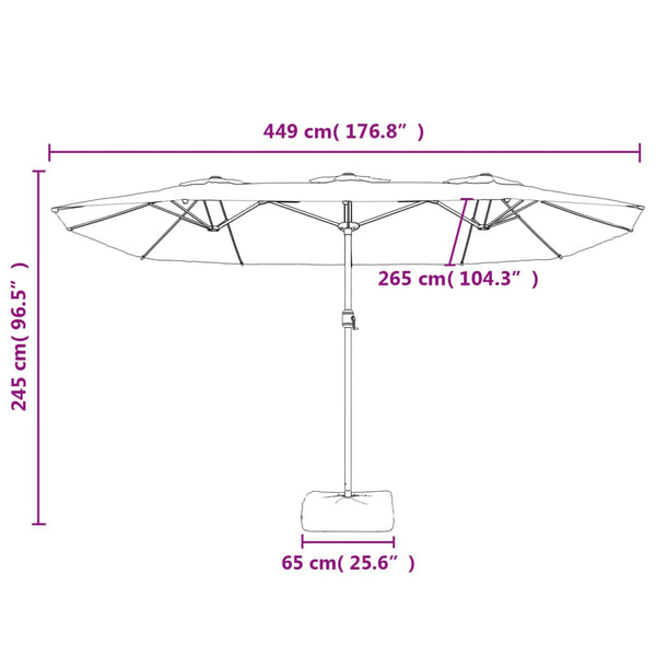 Patio Umbrellas Double Head Parasol With Leds Green 449X245 Cm