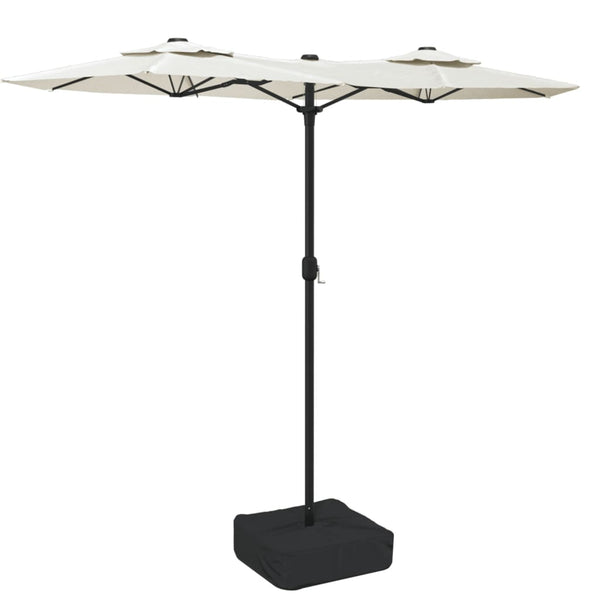 Patio Umbrellas Double Head Parasol Sand White 316X240 Cm