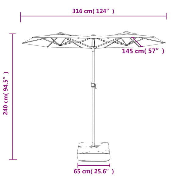 Patio Umbrellas Double Head Parasol Sand White 316X240 Cm