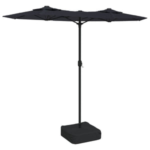 Patio Umbrellas Double Head Parasol With Leds Black 316X240 Cm