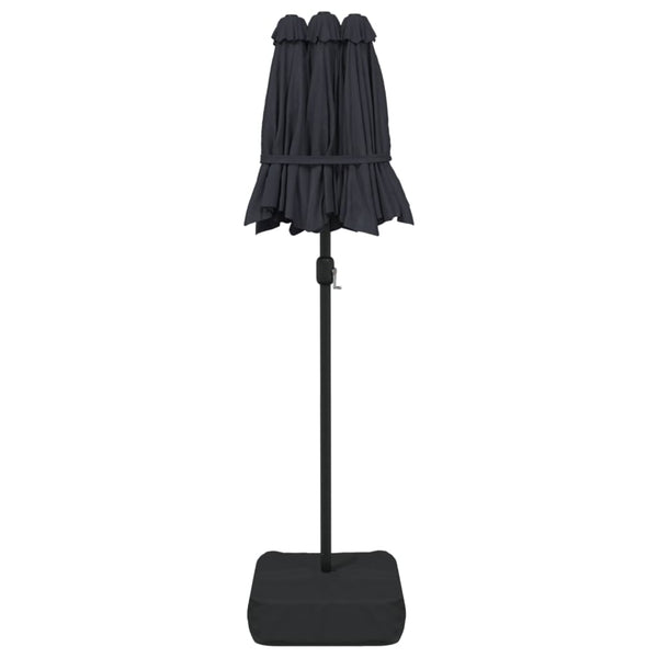 Patio Umbrellas Double Head Parasol With Leds Black 316X240 Cm