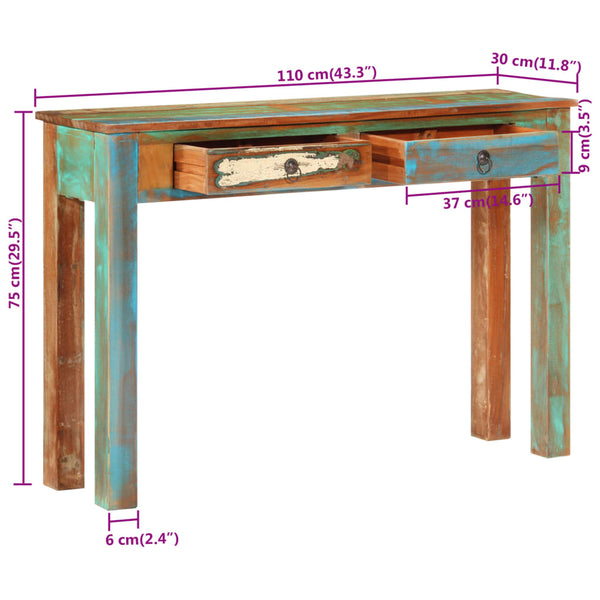 Tables Console Table 110X30x75 Cm Solid Wood Reclaimed