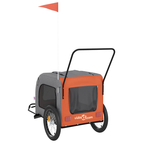 Trailers Pet Bike Trailer Orange And Grey Oxford Fabric Iron