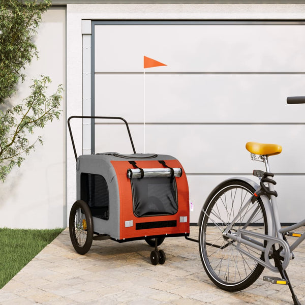 Trailers Pet Bike Trailer Orange And Grey Oxford Fabric Iron