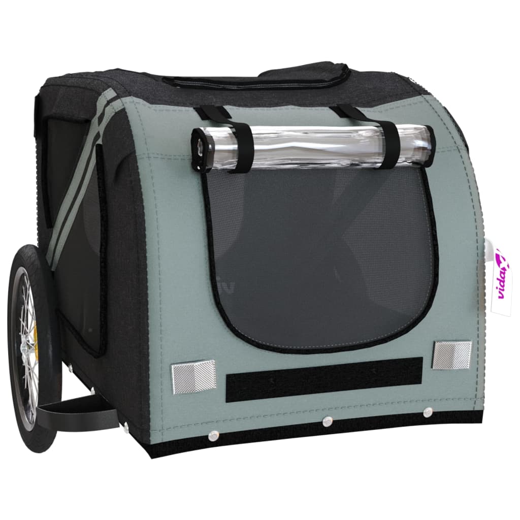 Dog Bike Trailer Black And Grey Oxford Fabric Iron