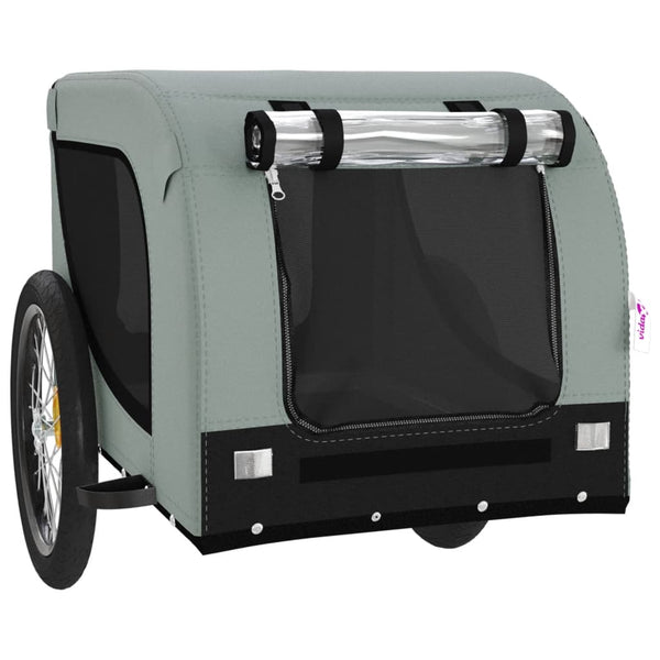 Trailers Dog Bike Trailer Grey And Black Oxford Fabric Iron