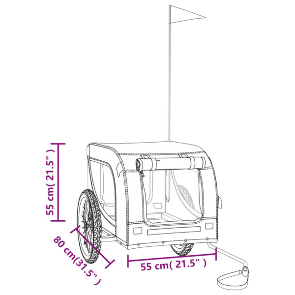 Trailers Dog Bike Trailer Grey And Black Oxford Fabric Iron