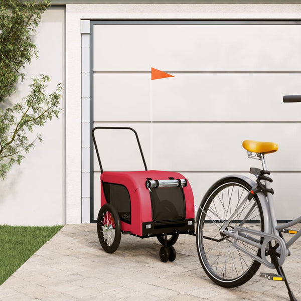 Trailers Pet Bike Trailer Red And Black Oxford Fabric Iron