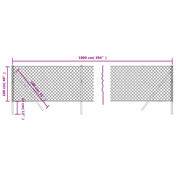 Fence Panels Chain Link Fence Green 1X10 M