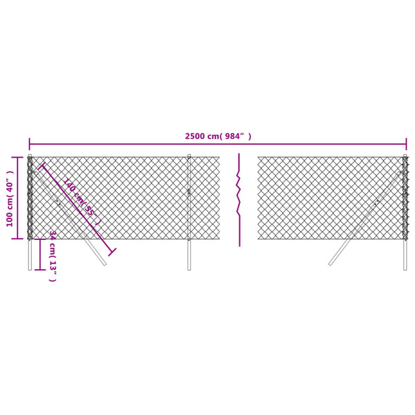 Fence Panels Chain Link Fence Green 1X25 M