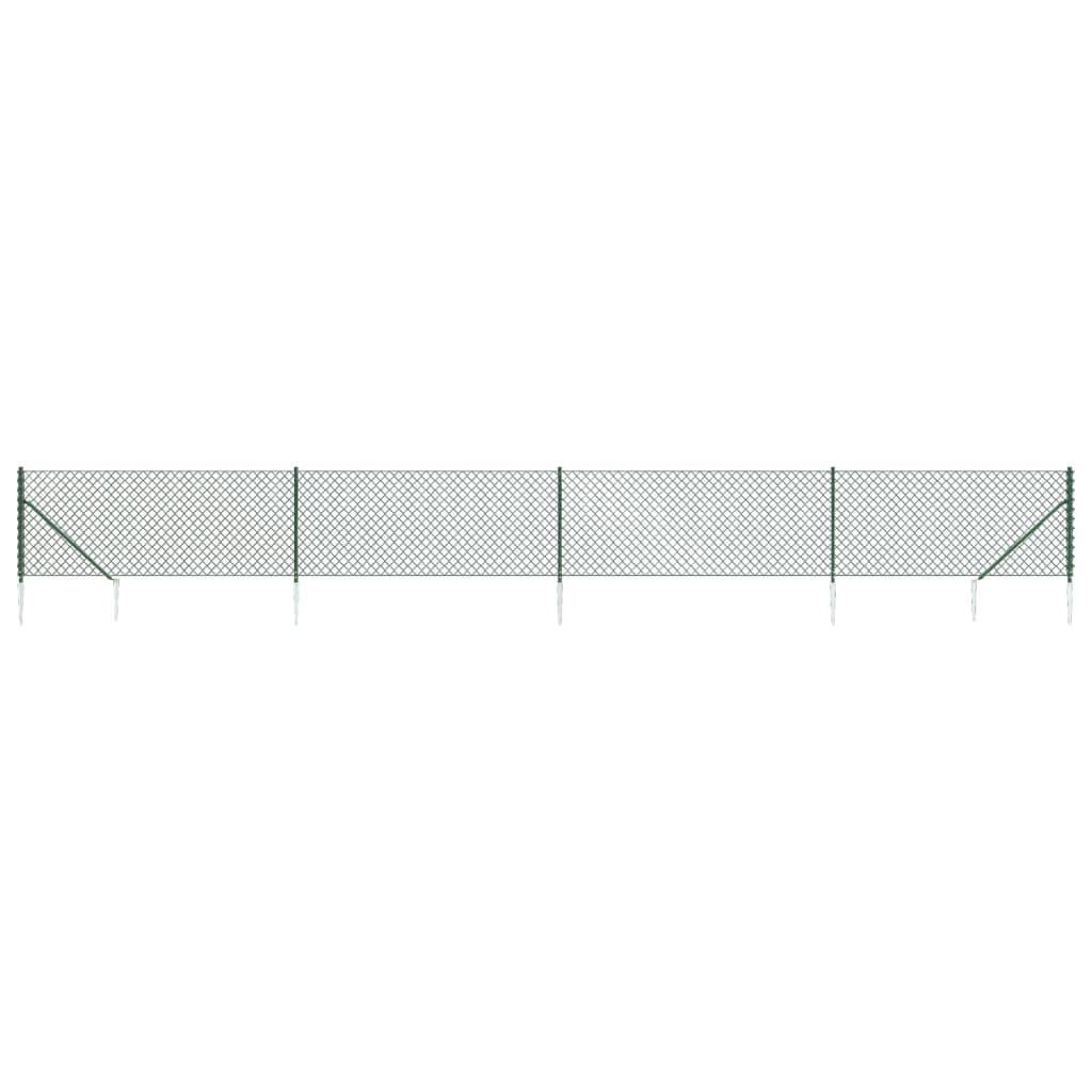 Fence Panels Chain Link Fence With Spike Anchors Green 0.8X10 M