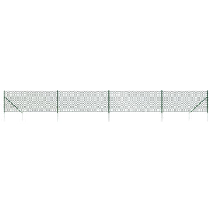 Fence Panels Chain Link Fence With Spike Anchors Green 0.8X10 M