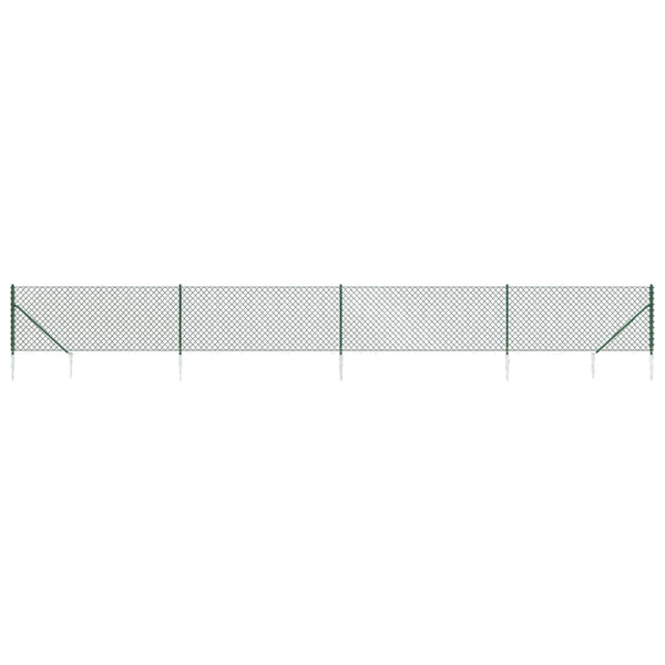 Fence Panels Chain Link Fence With Spike Anchors Green 0.8X10 M