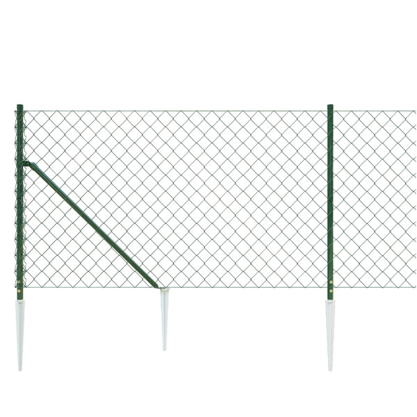 Fence Panels Chain Link Fence With Spike Anchors Green 0.8X10 M