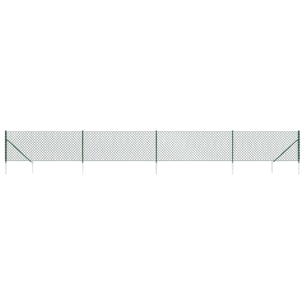 Fence Panels Chain Link Fence With Spike Anchors Green 1X10 M