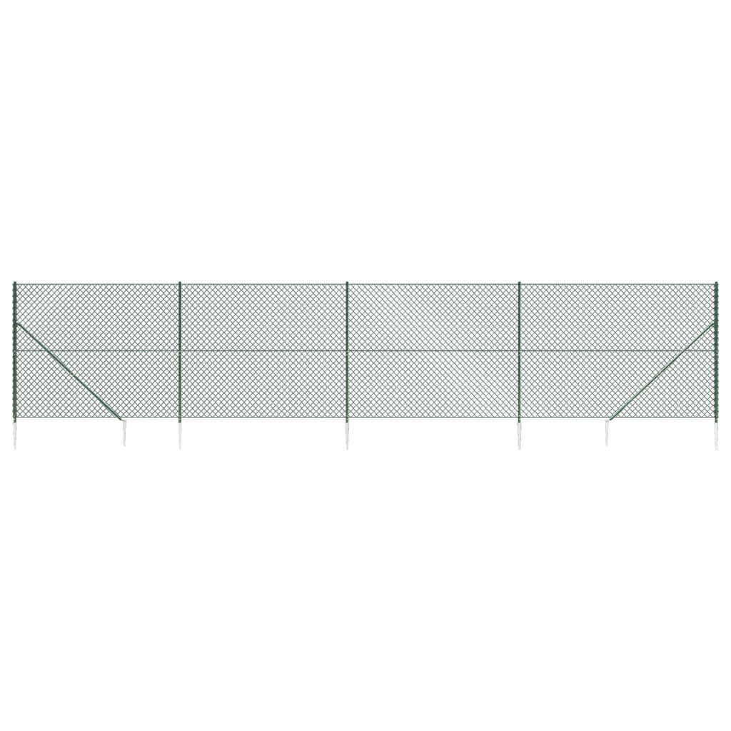 Fence Panels Chain Link Fence With Spike Anchors Green 1.6X10 M