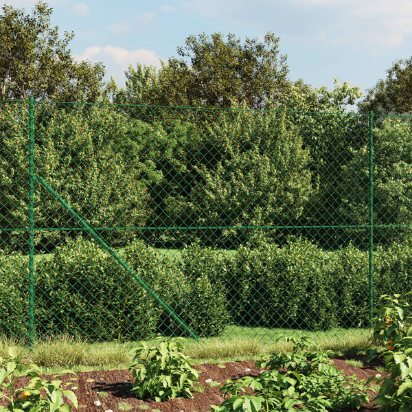 Fence Panels Chain Link Fence With Spike Anchors Green 1.6X10 M