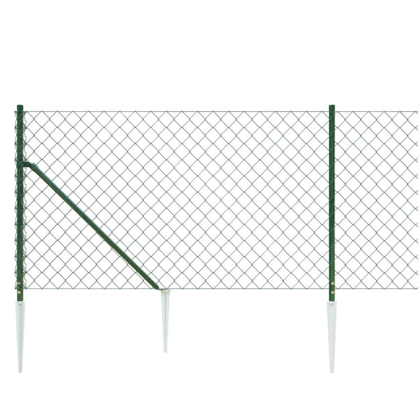 Fence Panels Chain Link Fence With Spike Anchors Green 1X25 M