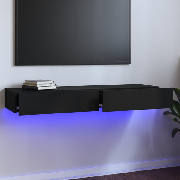 TV Stands & Entertainment Units Tv Cabinet With Led Lights Black 120X35x15.5 Cm