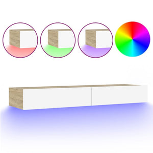 TV Stands & Entertainment Units Tv Cabinet With Led Lights White And Sonoma Oak 120X35x15.5 Cm