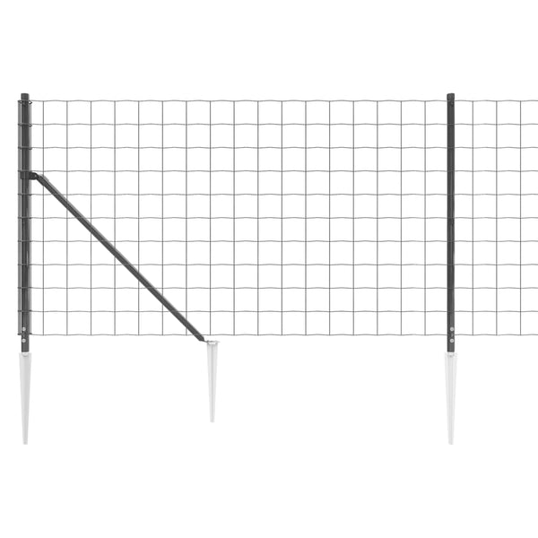 Mesh Wire Fence With Spike Anchors Anthracite 1X25