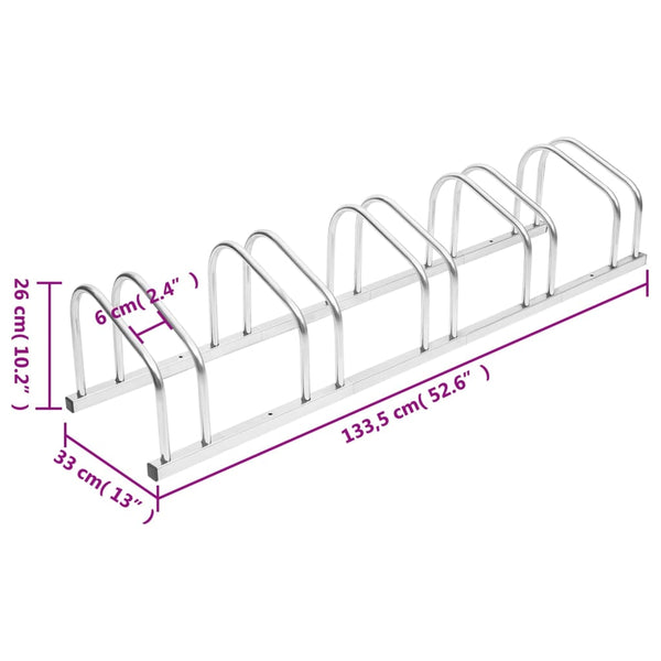 Bicycle Stands & Storage Bike Rack For 5 Bikes Galvanised Steel