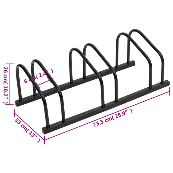 Bicycle Stands & Storage Bike Rack For 3 Bikes Black Steel