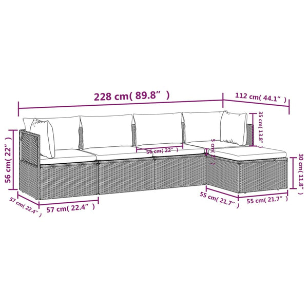 Patio Furniture Sets 5 Piece Garden Lounge Set With Cushions Grey Poly Rattan