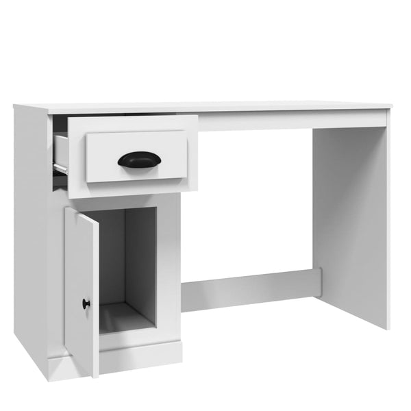 Home Office Desks Desk With Drawer High Gloss White 115X50x75 Cm Engineered Wood