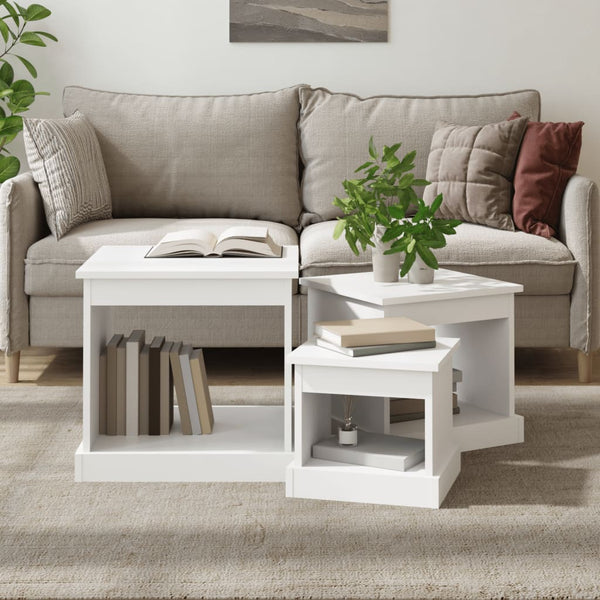 Coffee Tables 3 Pcs White Engineered Wood