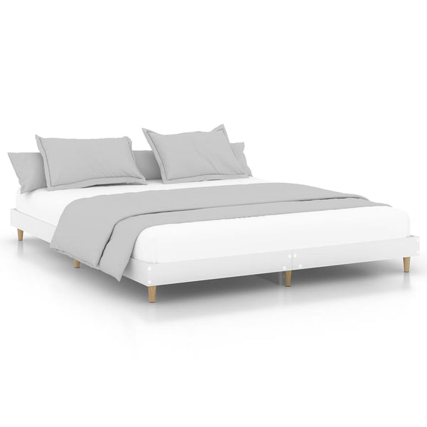 King Bed Frames Bed Frame White 183X203 Cm King Size Engineered Wood