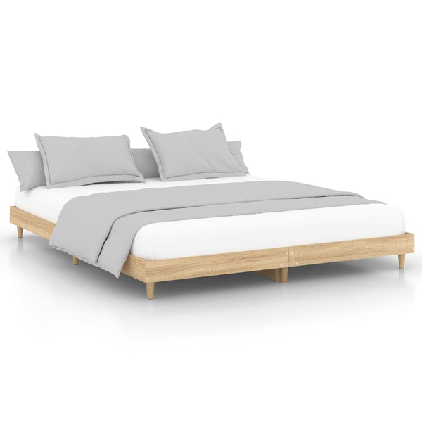 King Bed Frames Bed Frame Sonoma Oak 183X203 Cm King Size Engineered Wood