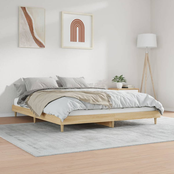 King Bed Frames Bed Frame Sonoma Oak 183X203 Cm King Size Engineered Wood