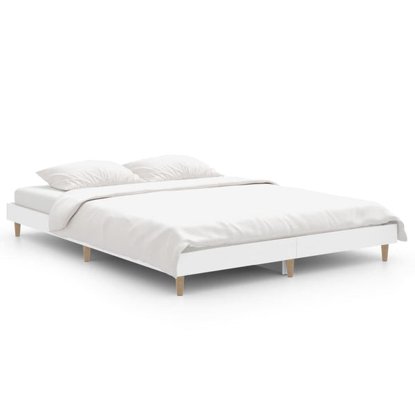 Double Bed Frames Bed Frame White 137X187 Cm Double Size Engineered Wood