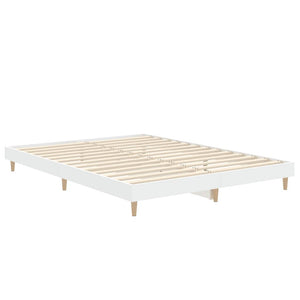 Double Bed Frames Bed Frame White 137X187 Cm Double Size Engineered Wood