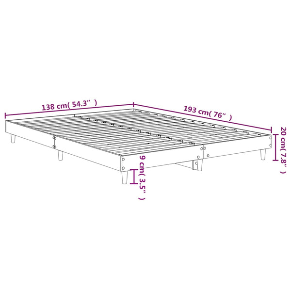 Double Bed Frames Bed Frame White 137X187 Cm Double Size Engineered Wood