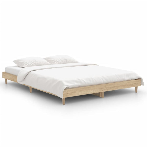 Double Bed Frames Bed Frame Sonoma Oak 137X187 Cm Double Size Engineered Wood