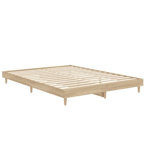 Double Bed Frames Bed Frame Sonoma Oak 137X187 Cm Double Size Engineered Wood