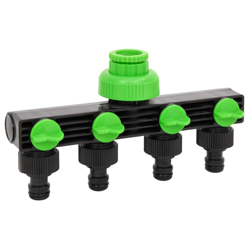 Connectors, Valves & Accessories 4 Way Tap Adaptor Green And Black 19.5X6x11 Cm Abs & Pp