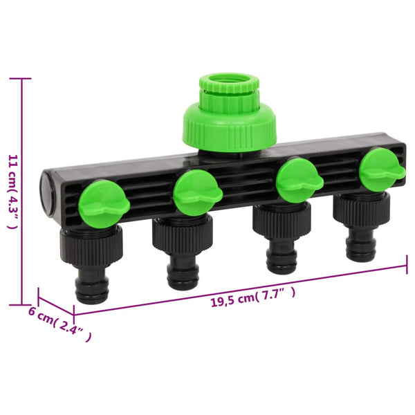 Connectors, Valves & Accessories 4 Way Tap Adaptor Green And Black 19.5X6x11 Cm Abs & Pp