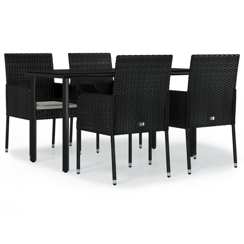 Patio Furniture Sets 5 Piece Garden Dining Set With Cushions Black Poly Rattan