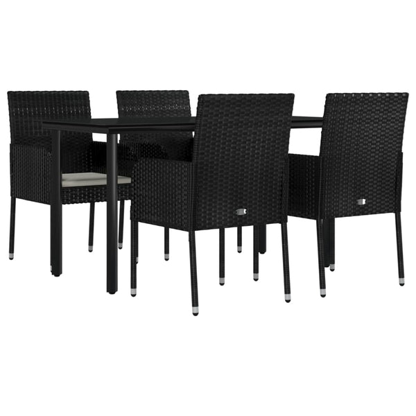 Patio Furniture Sets 5 Piece Garden Dining Set With Cushions Black Poly Rattan