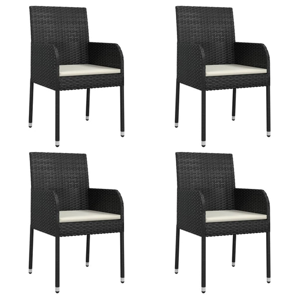 Patio Furniture Sets 5 Piece Garden Dining Set With Cushions Black Poly Rattan