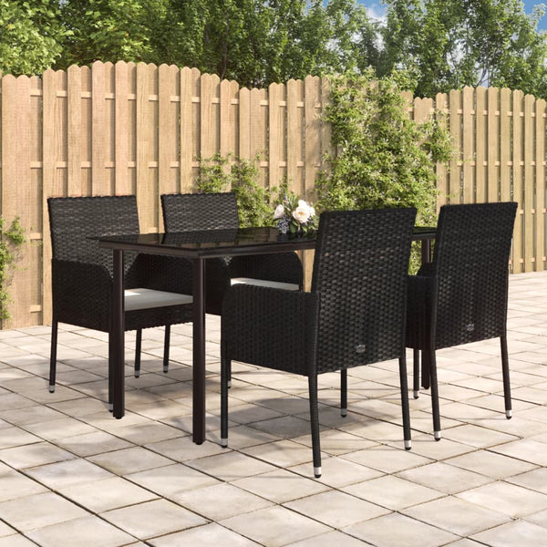 Patio Furniture Sets 5 Piece Garden Dining Set With Cushions Black Poly Rattan