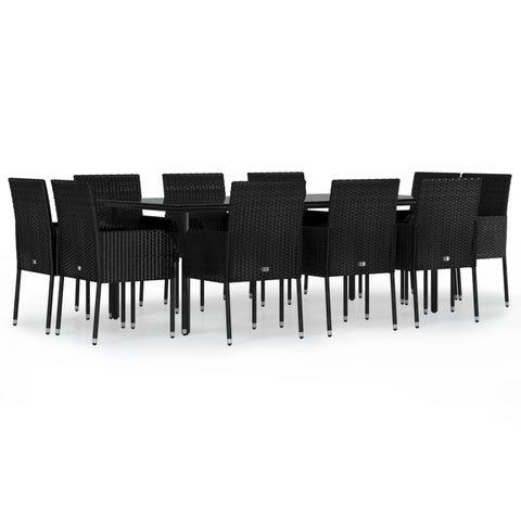 Dining Sets 11 Piece Garden Dining Set With Cushions Black Poly Rattan