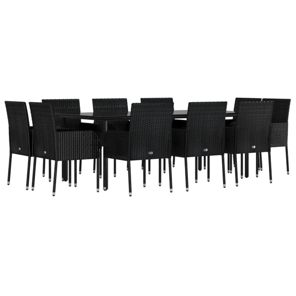 Dining Sets 11 Piece Garden Dining Set With Cushions Black Poly Rattan